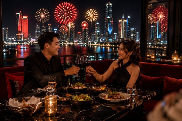 Ужины на 25 этаже с видом на фейерверки в Radisson RED Danang!